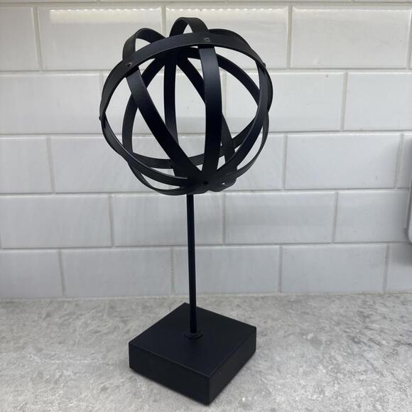 Black Metal Armillary Sphere –  Celestial Decor on Stand. 17” x 6 in” - Picture 1 of 7